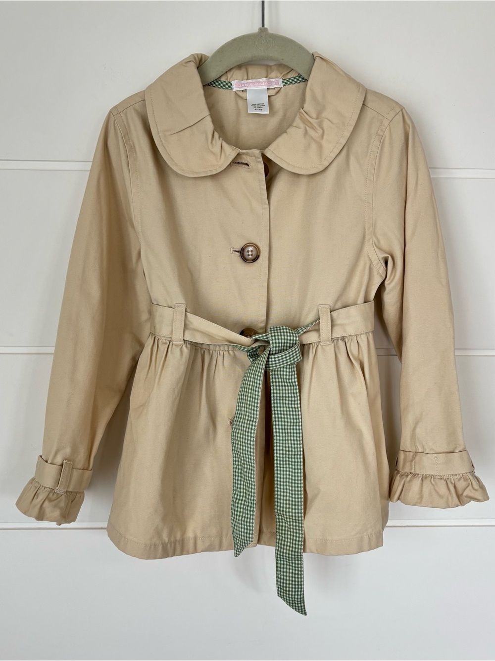Janie and Jack Tan Cotton Girls Belted Trench Coat Size 4T-5T